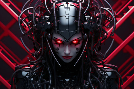 an image of a woman with red eyesの素材