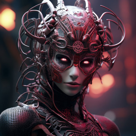 an image of a woman with red eyesの素材
