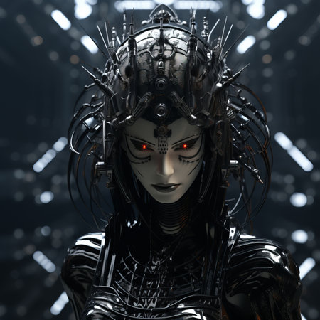 an image of a woman with red eyesの素材