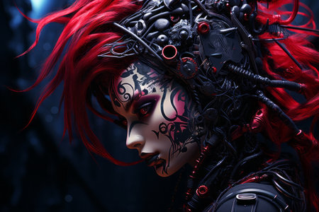 an image of a woman with red hair and makeupの素材