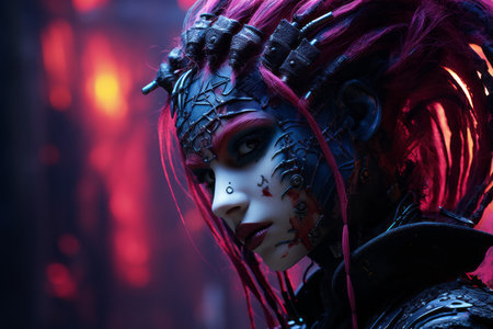 an image of a woman with red hair and makeupの素材