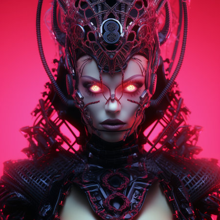 an image of a woman with red eyesの素材