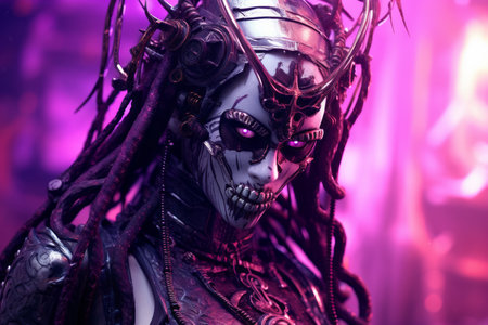 an image of a woman with purple hair and makeupの素材