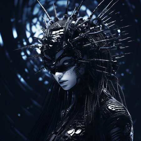 an image of a woman with spikes on her headの素材