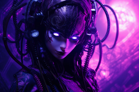 an image of a woman with purple eyesの素材