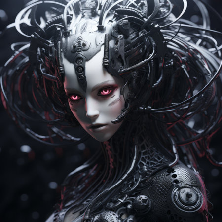 an image of a woman with red eyesの素材