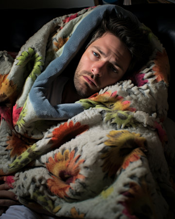 a man wrapped in a blanketの素材