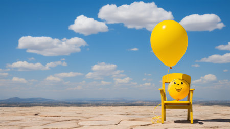 a yellow chair with a smiley face on itの素材