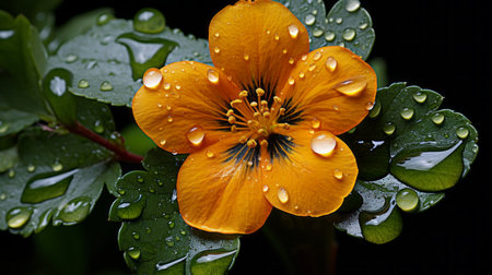an orange flower with water droplets on itの素材