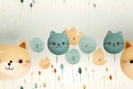 a group of cats with rain drops on themの素材