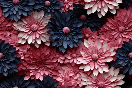 pink blue and red flowers are arranged in a patternの素材