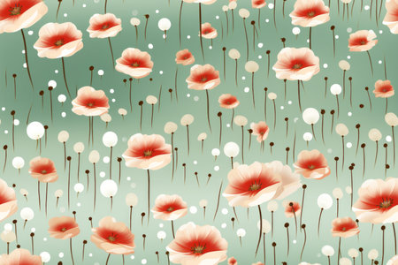 poppy flowers on a green backgroundの素材
