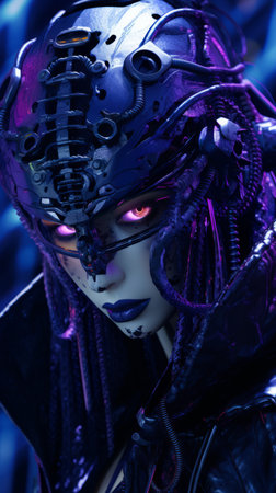 a woman with purple eyes and purple hairの素材