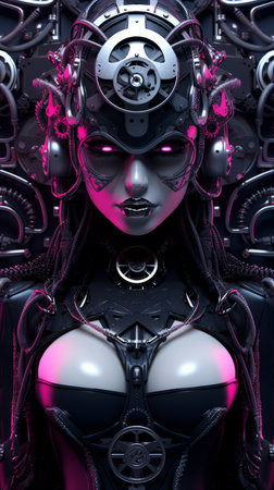 an image of a woman in a black and pink costumeの素材