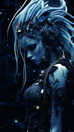 an image of a woman with blue hairの素材