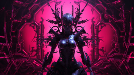 an image of a woman in a pink and black backgroundの素材