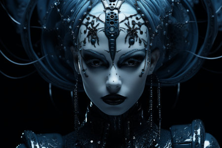 an image of a woman with blue hairの素材