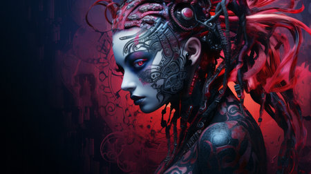 an image of a woman with red hair and makeupの素材