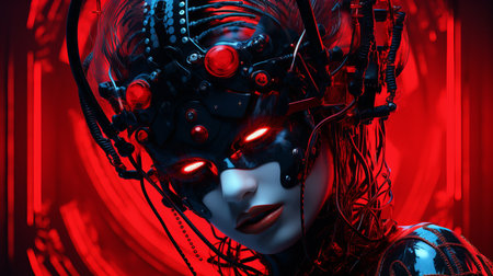 an image of a woman with red eyesの素材