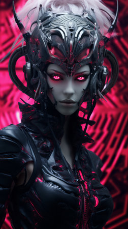 an image of a woman with red eyesの素材