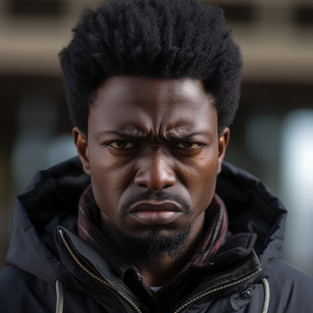 a black man with an angry look on his faceの素材