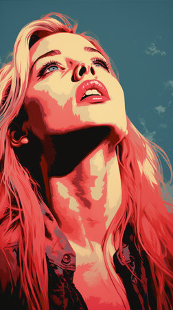 a painting of a woman with red hair and blue eyesの素材