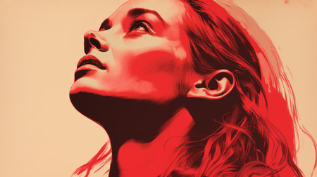 a painting of a woman with red hairの素材