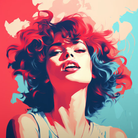 a painting of a woman with red hair and blue eyesの素材