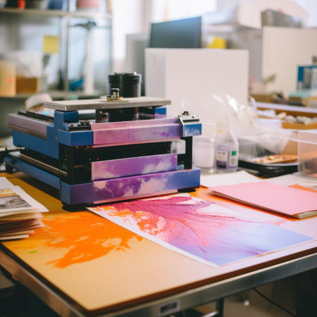 a table with a printer on itの素材