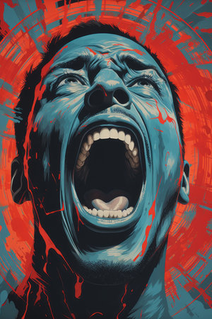 a poster of a man with his mouth openの素材