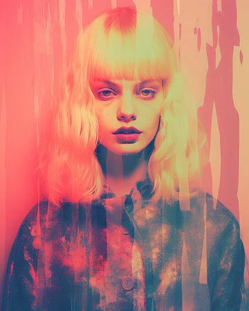 a woman with blonde hairの素材