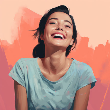a digital painting of a woman laughingの素材