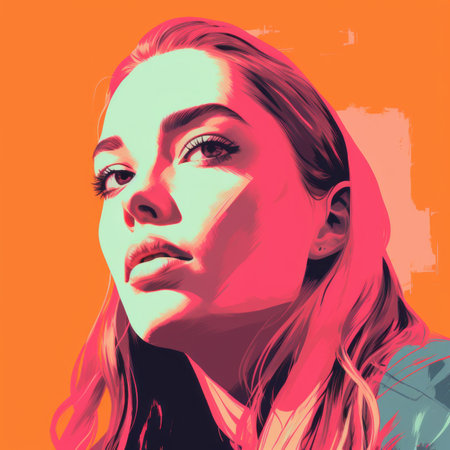 a digital painting of a woman with long hairの素材