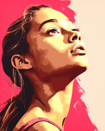 a digital painting of a woman with her eyes closedの素材