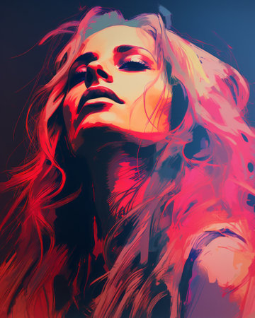a digital painting of a woman with long hairの素材