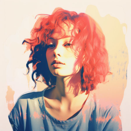 a digital painting of a woman with red hairの素材