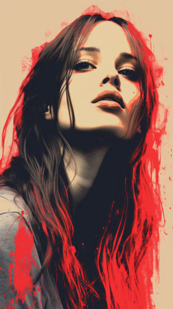 a digital painting of a woman with red hairの素材