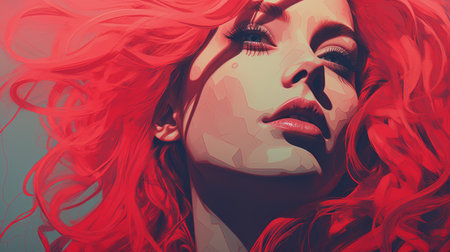 a digital painting of a woman with red hairの素材