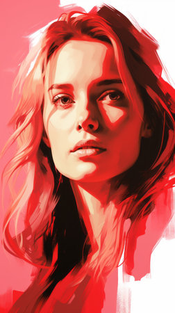 a digital painting of a woman with red hairの素材
