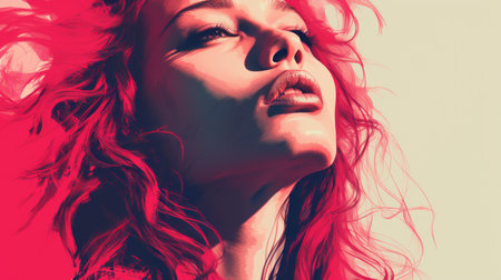 a digital painting of a woman with red hairの素材