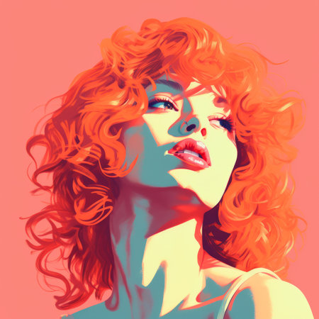 a digital painting of a woman with red hairの素材