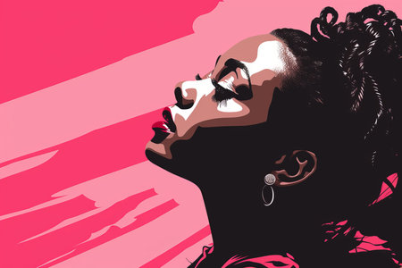 a woman with dreadlocks in a pink backgroundの素材