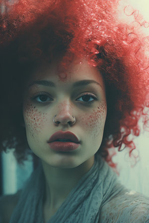 a woman with red hair and frecklesの素材