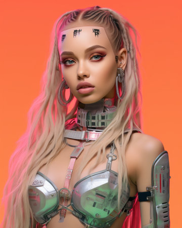 an image of a woman in a futuristic outfitの素材