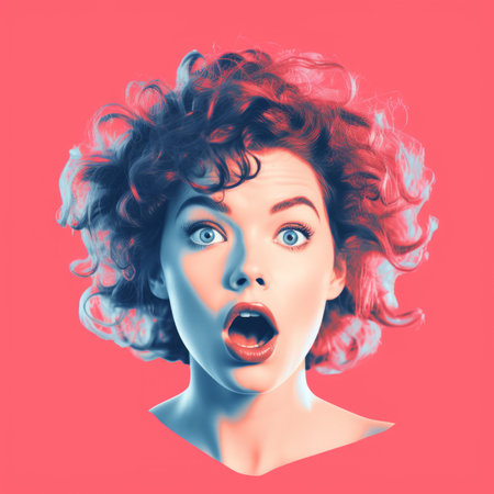 an image of a woman with her mouth openの素材