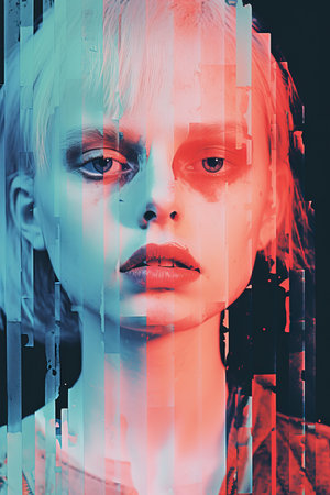 an image of a woman with red hair and blue eyesの素材