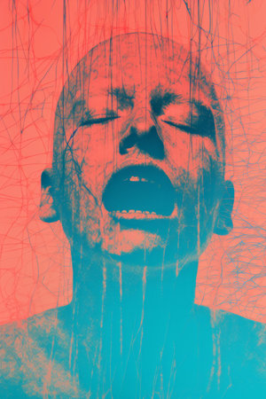 an image of a woman with her mouth openの素材