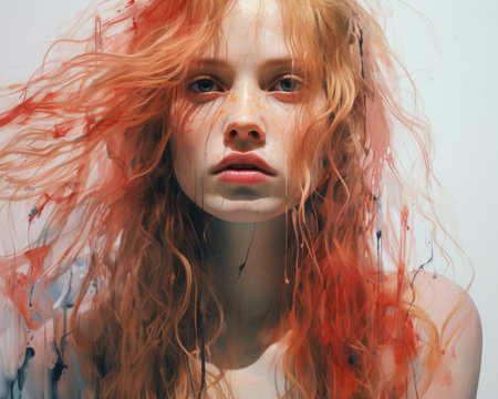 an image of a woman with long red hairの素材