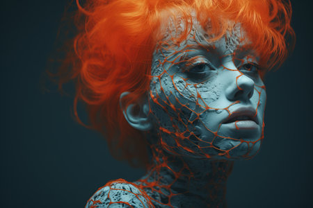 an image of a woman with orange hairの素材