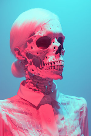an image of a woman with a skeleton headの素材
